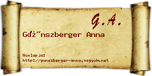 Günszberger Anna névjegykártya